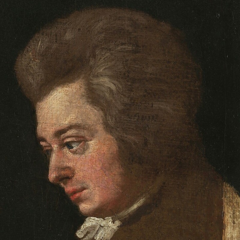 Ausschnitt aus dem unvollendeten Mozart-Porträt von Joseph Lange