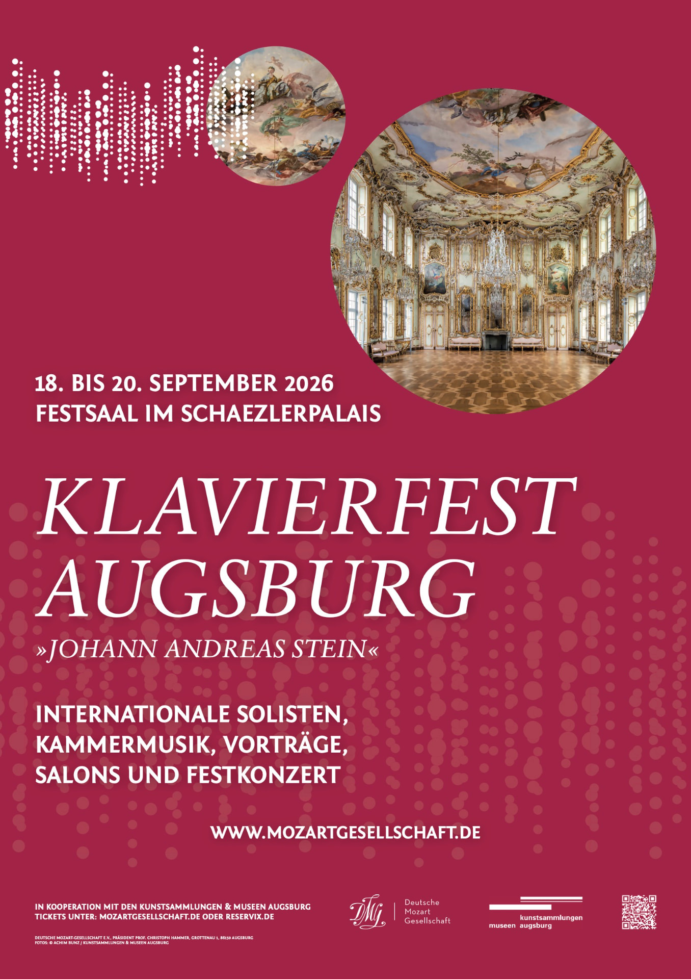 Plakat zum Klavierfest Augsburg 2026 — Paris, Mozart, Augsburg